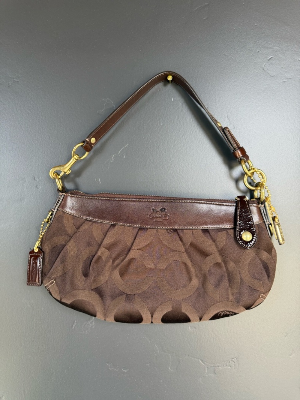 Like New Coach Madison Op Art Small Hobo 12950 Brown Jacquard Leather Y2K EUC